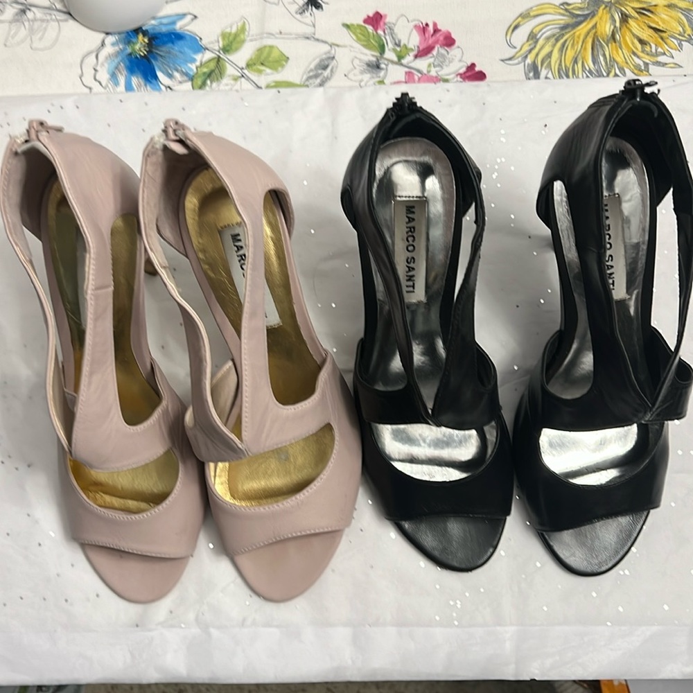 Marco Santi, two pairs, heels, black and off-white